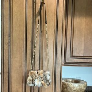 Gianni Notaro made in Italy Elegant Fur / leather Crossbody Bag - Brown